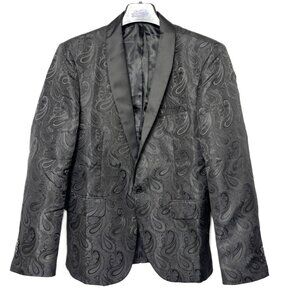 Tuxedo Blazer Black Satin Paisley Shawl Lapel Jacket COOFANDY